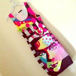 Bold Pop Art Portrait Tank Dress S